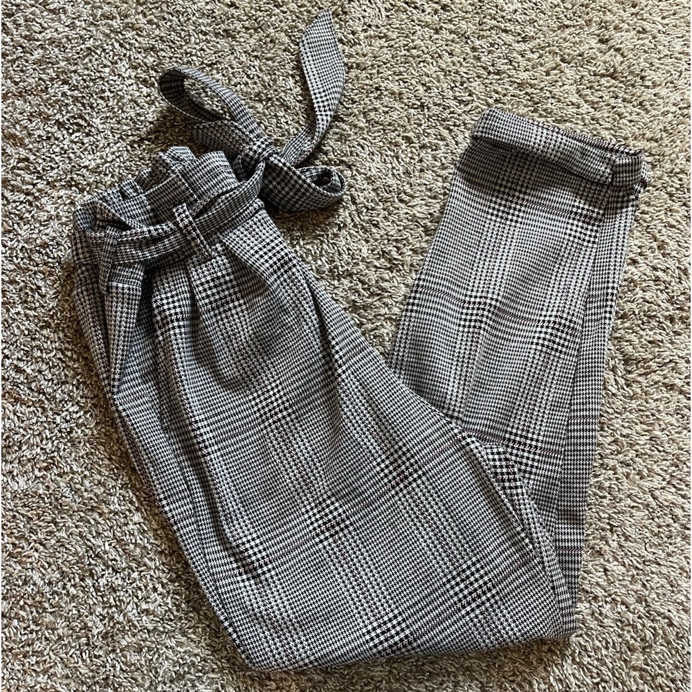 Gingham Tie-Waist Jogger Dress Pant